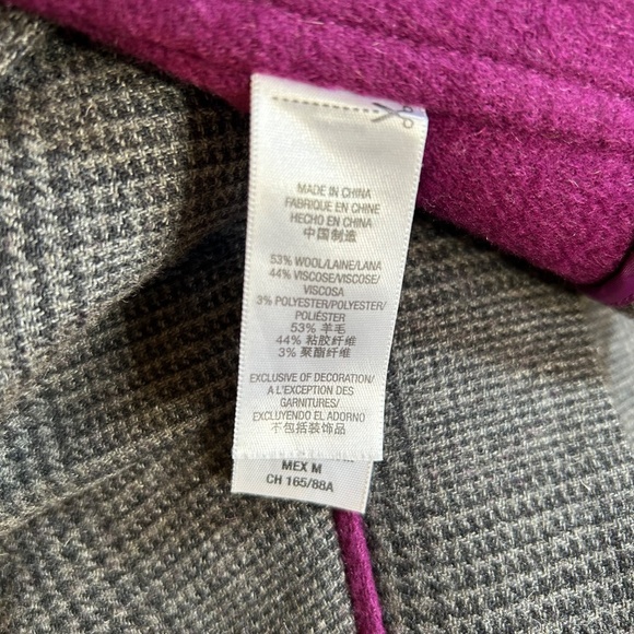 Juicy Couture Blazer Wool Blend Gray Plaid Purple Women's Jacket Size Medium - Picture 3 of 11